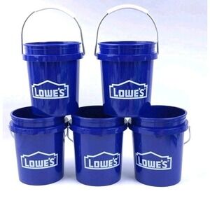Lowe's Mini Bucket with Lid 0.4 Quart Paint Collectable Lot 5 Bundle Blue